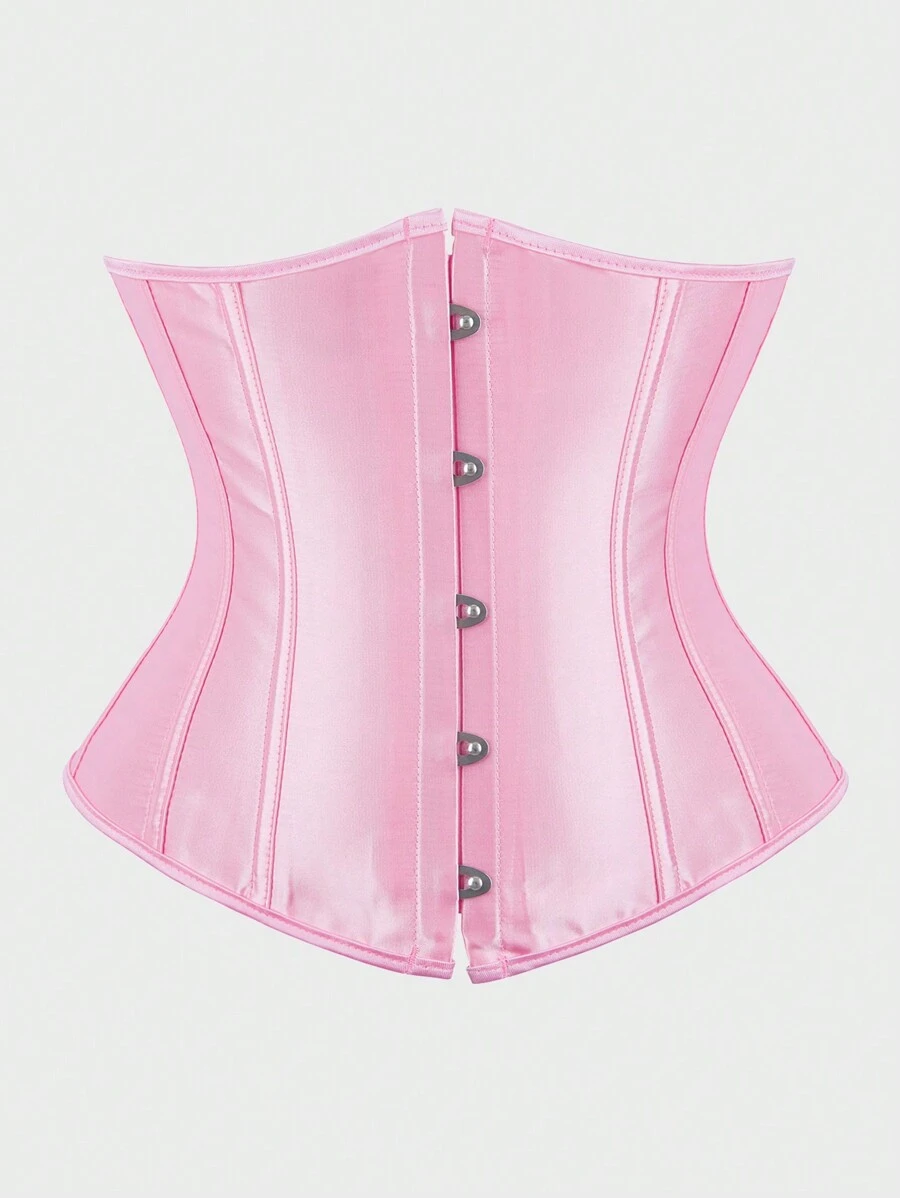 Underbust Corsets For Women,Corset Belt Tummy Control Lace Up Satin Corset,Under Boob Corset Women's Lingerie & Shapewear - Hồng - Xem 1