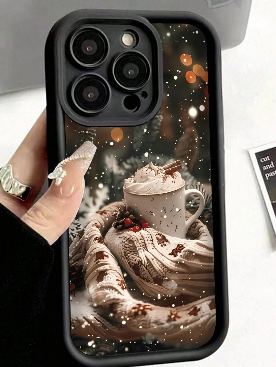 Apple Winter 1 件装厚防震、防指纹全身手机壳，带雪花饮料图案，适用于 iPhone - 彩色 - 查看 1