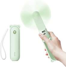 JISULIFE Portable Fan With 4500 MAh Power, Maximum Run Time 46 Hours, Rechargeable Fan, Battery Powered Or USB Powered Folding Mini Fan, 3 Speed, Enhanced Airflow, Pocket Quiet Fan, Travel/Summer/Music Festivals Gift For Men And Women - màu xanh lá - Xem 1