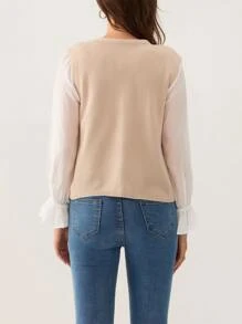 Women Basic Tank Tops Casual Summer Solid Color Button Front V-Neck Sleeveless Vest Aesthetic Clothes For Streetwear - Khaki - View 7