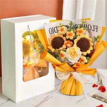 1pc Mother's Day New Handmade Knitted Bouquet, Eternal Flower Craft Decor Gift For Women, Friends, Girlfriends, Mom, Graduation Gifts Birthday