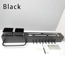 Kitchen Knife Rack With Removable Chopstick Holder, Towel Bar And Utensil Hooks, Wall Mounted Storage Organizer Without Drilling