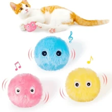 Juguete de peluche interactivo con pelota para gatos - Juguete de entrenamiento divertido con sonido chirriante para mascotas