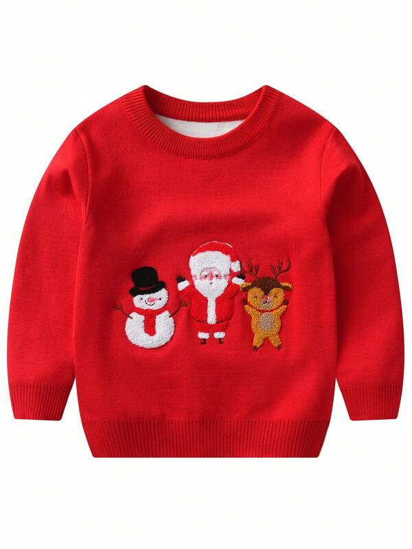 Young Boy Christmas Santa Claus & Elk Pattern Sweater