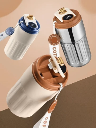 轻奢咖啡杯不锈钢真空保温杯/瓶，精美礼品，450ml/15.2oz，防漏，便携，适合圣诞节、感恩节等节日和周年纪念日，适合户外、旅行、跑步、骑自行车、徒步旅行、游泳返校