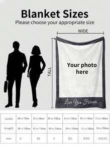 1PC Gifts For Girlfriend Boyfriend Custom Photo Blanket For Couples Gifts, Personalized Picture Blankets For Christmas Valentine's Day Couples Gifts Wife Husband Photos Blanket