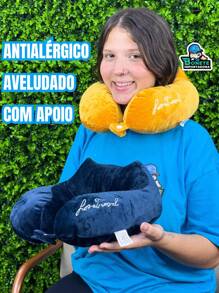 Cotton Neck Pillow/Cervical Travel Pillow With Zipper - 愛旅行 藏青色 - 查看 2