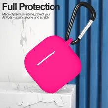 Silicone Protective Earphone Case For AirPds 1,2,3,4 And AirPd Pro 1,2,3 Shockproof Protective Cover With Keychain - Hot Pink - View 3