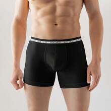 Box Wear Kit Of 4 Men's Microfiber Boxer Briefs, Adjustable To The Body, Comfortable And Does Not Form Pills - 黑色 - 查看 3