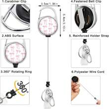 1 Bộ Đựng Thẻ ID Có Cuộn Có Thể Thu Vào, Nơ Hồng Dễ Thương Và Dây Đeo Có Thể Tháo Rời Màu Hồng Cherry, Phụ Kiện Văn Phòng Cho Phụ Nữ, Đồ Dùng Học Tập, Quay Trở Lại Trường Học - Nhiều màu - Xem 3