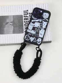Ốp điện thoại đeo chéo thời trang mềm mại có dây đeo thủ công - màu đen - Xem 1