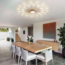 Elegant 42-Light Modern Flower Ceiling Lamp With Firework Petals - Upgraded Design For Stunning Living Room & Bedroom Ambience - Vàng - Xem 7