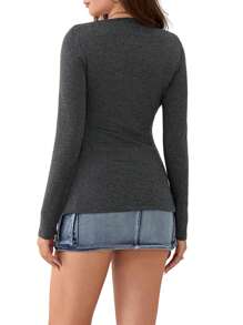 Womens Fairy Grunge T-Shirt Y2k Vintage V-Neck Long Sleeve Pullover Tops Slim Fitted Tops Aesthetic Clothes T-Shirt Graphic Tees Shirt E-Girl Streetwear Summer Spring Fall Basic Clothes Tops - 黑色 - 查看 4