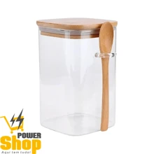 Square Glass Airtight Jar With Spoon And Bamboo Lid, Borosilicate Glass 250ml - 彩色 - 查看 4