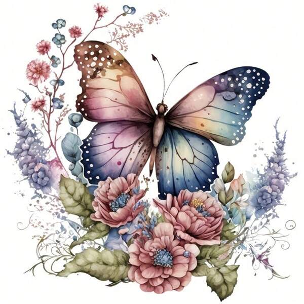 1 pieza Transferencia de plancha con diseño de mariposa y flores vibrantes - Suministros de transferencia por calor DIY para personalizar camisetas, ropa y decoración del hogar - Fácil de aplicar, duradero y de larga duración