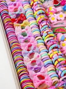 889 件/套女孩蝴蝶结、彩虹、花朵可爱发饰、发带、发箍、发夹、儿童发饰礼品套装、日常使用 - 彩色 - 查看 3