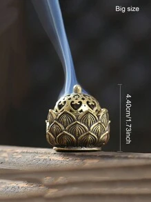 1 pièce Brûleur d'encens de lotus à main antique bleu rétro, brûleur d'encens de lotus miniature raffiné pour le bout des doigts - Bronze - Voir 16