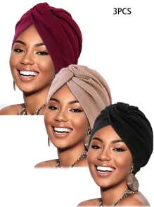 2pcs Women Twist Head Wrap Scarf Turban Hat, Suitable For Spring, Autumn And Winter