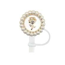 1 st. 40oz 30 oz acryl rietje dop, imitatie parel stof dop, glanzende imitatie parel bont afdekking, cartoon siliconen stof afdekking, beker accessoires, vakantie cadeau, verjaardagscadeau