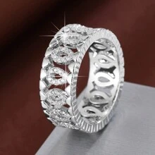 1 chiếc nhẫn khảm đá Cubic Zirconia hình học rỗng cho nữ - Nhiều màu - Xem 25