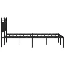 Sturdy Black Metal Bed Frame With Headboard 140x190cm No Mattress Included - Black - View 5