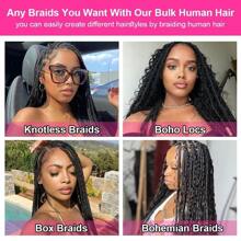 12A Human Braiding Hair For Boho Braids 100g 4 Bundles Water Wave Bulk Human Hair For Braiding 100% Unprocessed Brazilian Virgin Hair Braiding Extension Natural Color - Black - View 8