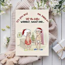 1 tấm thiệp Giáng sinh kèm phong bì - Ông bà đội mũ Giáng sinh, thích hợp cho gia đình và bạn bè, quà tặng lý tưởng cho ngày lễ - Nhiều màu - Xem 4