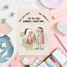 1 tấm thiệp Giáng sinh kèm phong bì - Ông bà đội mũ Giáng sinh, thích hợp cho gia đình và bạn bè, quà tặng lý tưởng cho ngày lễ - Nhiều màu - Xem 6