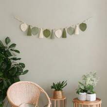 1 tấm thảm treo tường Macrame, thảm nghệ thuật dệt tay bằng sợi có tua rua hình lá, lý tưởng để trang trí nhà cửa trong phòng khách hoặc phòng ngủ, thảm treo tường - Như thể hiện trong hình ảnh - Xem 2