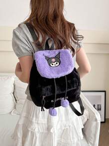 Sanrio 1pc Plush Backpack, Large Capacity Backpack With Embroidered, And, Suitable For Girls, Great Gift For Friends,Boho Vibes