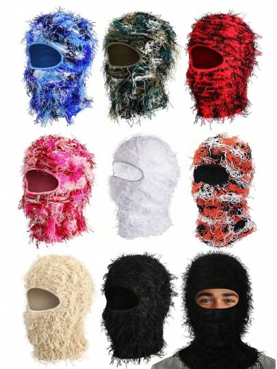1pc Winter Thick Warm Face Cover, Unisex Ski/Christmas/Outdoor Sports Balaclava, Knitted Windproof Neck Gaiter Scarf Hat Combo For Men Women, Cold Weather Face Mask
