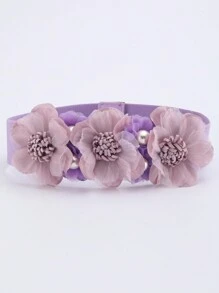 1pc Women's Colorful Lace Pearl & Faux Flower Decor Elastic Waist Belt, Holiday Style - A - View 13