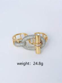 1set Luxury Copper Inlaid Zirconia Bracelet Bangle Ring Jewelry Set, Fashionable & Elegant, Gift Recommendation