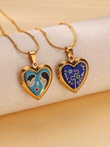 1 pièce Collier pendentif médaillon en forme de cœur personnalisé avec photo. Colliers personnalisés avec image de cœur. Chaîne ronde en acier inoxydable avec perles. Accessoires de bijoux personnalisés, idéaux pour cadeau pour maman, papa, amis, amoureux, famille