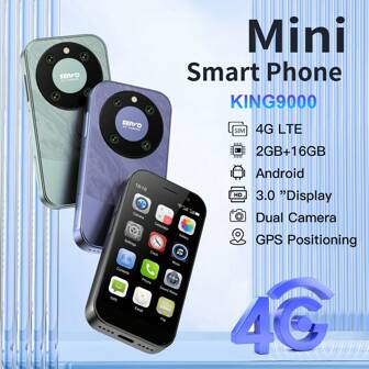 SERVO KING 9000 Mini Smartphone 3.0" Display Android 10.0 LTE 4G Cellular Network RAM 2GB ROM 16GB 2000mAh Camera 5.0MP GPS WiFi Small Mobile Phone Support Play Store