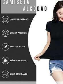 Cotton T-Shirt Retro Style Classic Text Women's Blouse Premium Elegant Summer T-Shirt - màu đen - Xem 9