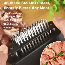 1 件 48 刀片嫩肉器 - 不锈钢针状嫩肉器，适用于牛肉、猪肉、火鸡、鱼 - 耐用的厨房工具，可改善腌制和烧烤准备 - 彩色 - 查看 3