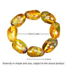 1pc Naturally Shaped Resin Bracelet, Resembling Natural Amber, Contains Visible Water Grass, Changes Color Under Ultraviolet Light, Ideal As Festival Gift Or Daily Wear - A - View 11