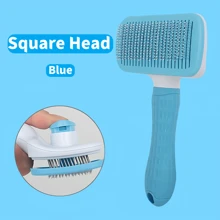1pc Dog/Cat Hair Brush, Flea Comb, Self-Cleaning Brush, Pet Grooming Brush, Massage Brush, Deshedding Tool, Fur Removal Brush, Pet Cleaning Tool, Hair Collection Tool, Dog Brush, Cat Brush, Pet Deshedding Brush, Animal Accessories, Pet Supplies, Non-Slip Stainless Steel Dog Comb, Cat Accessories