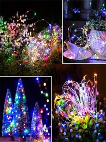 1pc Solar Outdoor Lights, Copper Wire 8 Modes Solar Fairy Tale Lights Garden Yard Tree Christmas Party Wedding