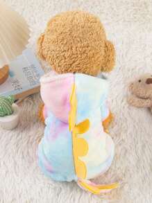 温暖多彩的恐龙角色扮演服装，适合宠物狗猫，适合秋冬季，适合贵宾犬、松狮犬、泰迪熊等。 - 彩色 - 查看 1