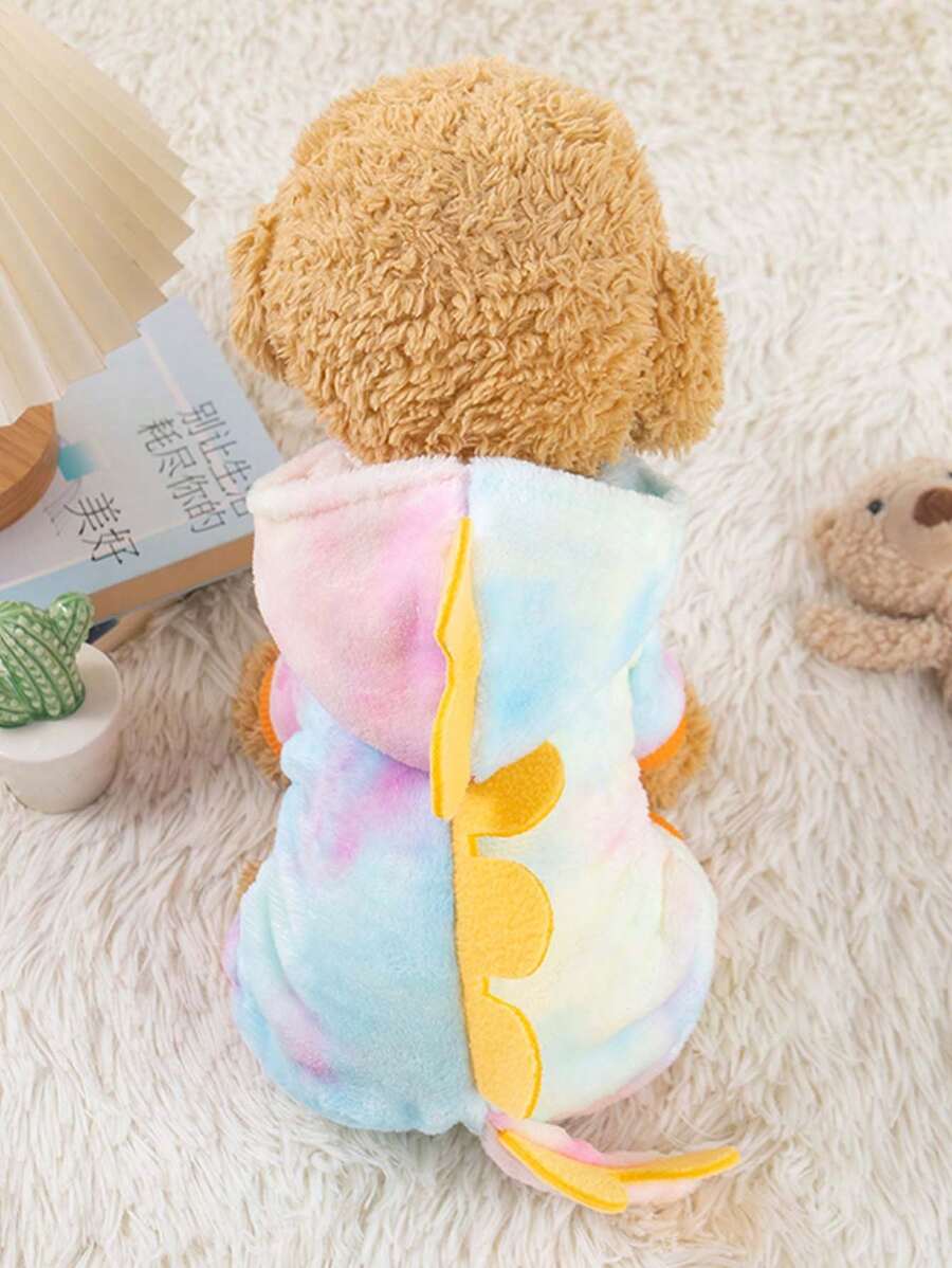 温暖多彩的恐龙角色扮演服装，适合宠物狗猫，适合秋冬季，适合贵宾犬、松狮犬、泰迪熊等。 - 彩色 - 查看 1