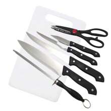 Knife Set 7 Pieces Stainless Steel Cutlery Barbecue Kitchen Cutting Board Scissors - Nhiều màu - Xem 1