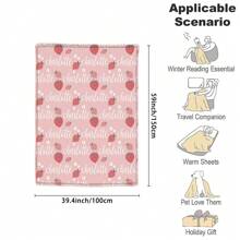1pc Customizable Name Text & Strawberry Fleece Blanket, Personalized Soft, Warm, Comfortable Blanket For Autumn & Winter, Memorable Gift For Family & Friends, Suitable For Office, Bed, Sofa, Armchair, Nap, Camping, Travel