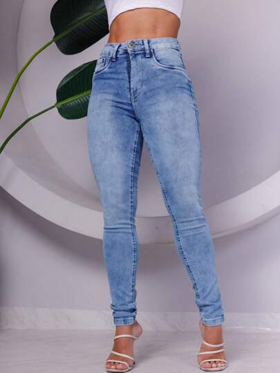 Calça Jeans Feminina Skinny Cintura Alta