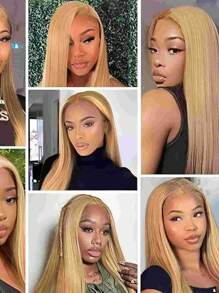 Eulisi 13x6 Straight Lace Front Wigs Human Hair Honey Blonde Wig Human Hair 180 Density Blonde Lace Front Wigs Human Hair 27# Colored Glueless Wigs Human Hair Pre Plcuked With Baby Hair Halloween Costumes - S27 - View 10