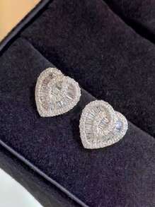 1 Pair Romantic Cubic Zirconia Stud Earrings For Women For Wedding Engagement Anniversary Party Jewelry Valentine's Day Gift