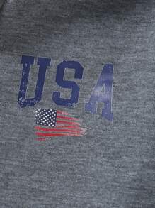 Bộ 2 quần nỉ có mũ in họa tiết tiếng Anh cho bé trai, trang phục thường ngày ấm áp và thời trang cho mùa đông - Xám - Xem 4