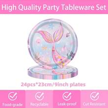 24 chiếc khăn ăn bằng giấy hình nàng tiên cá, đĩa tiệc màu hồng, đồ dùng dùng một lần cho tiệc, đĩa tráng miệng, cho bé gái dưới biển, bộ đồ ăn tối cho tiệc sinh nhật, đồ trang trí tiệc, 24 khách - Nhiều màu - Xem 12