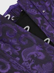 Plus Size Underbust Corsets For Women,Corset Belt, Women's Floral Jacquard Lace Up Under Boob Corset Slimmer Body Shaper - Black-purple - View 4